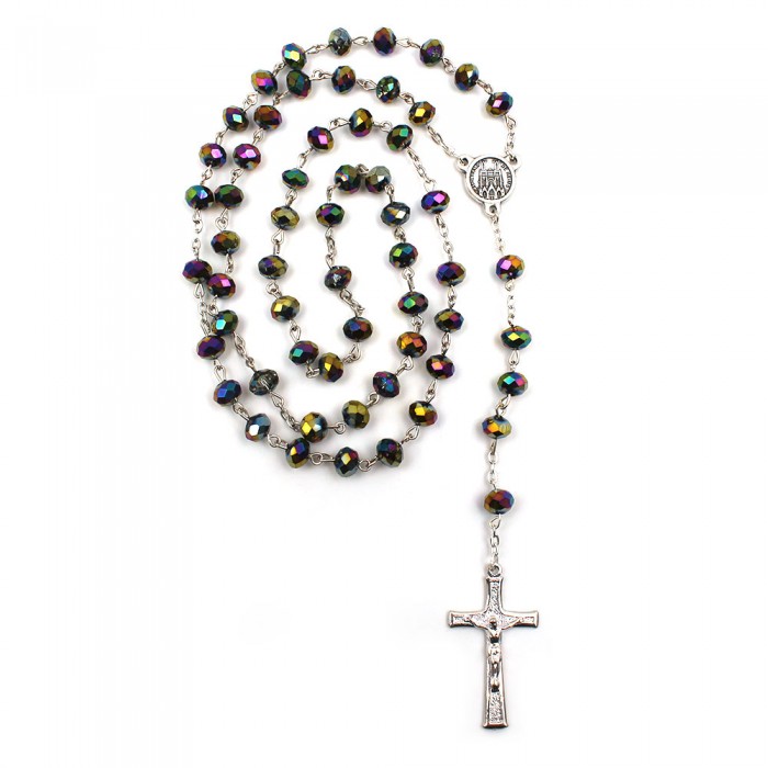 Rosary beads faceted glass