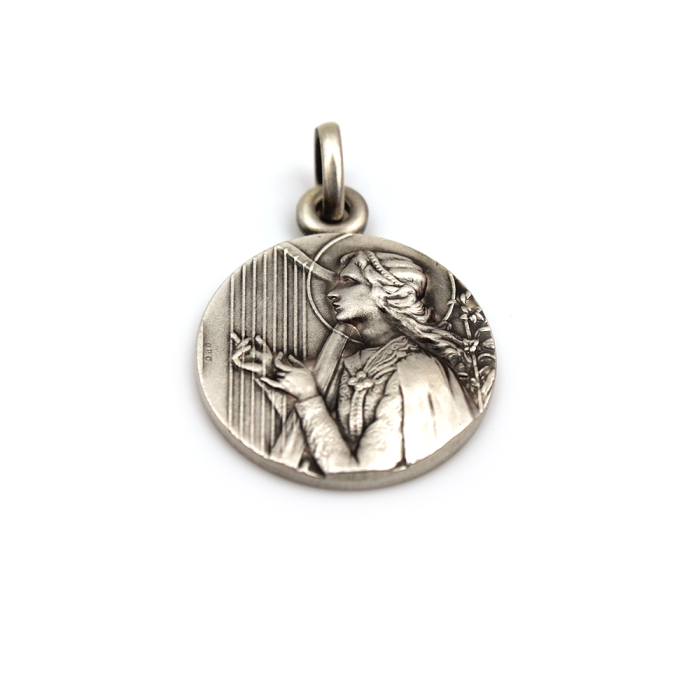 Médaille ange jouant de la harpe