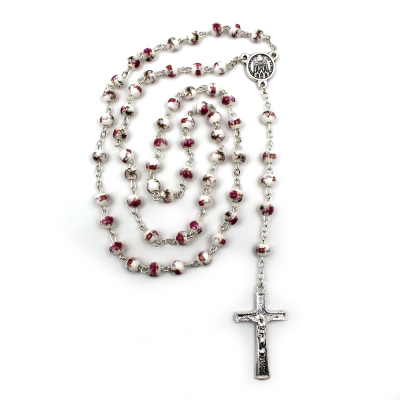 Pink ceramic beads rosary