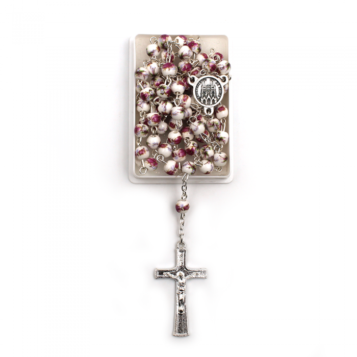 Pink ceramic beads rosary