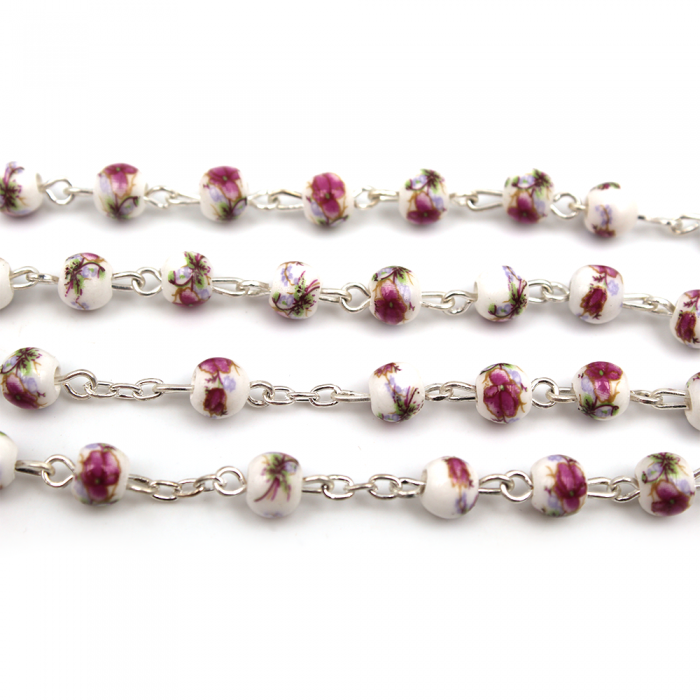 Pink ceramic beads rosary