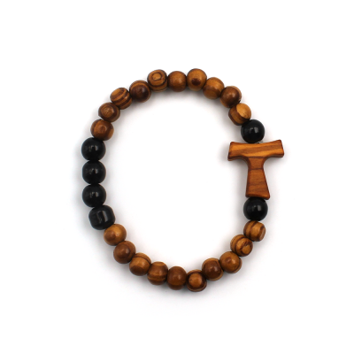 Bracelet double dizainier croix de Tau clair