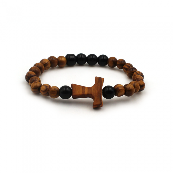Double rosary bracelet, cross in Tau