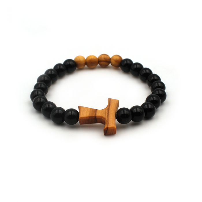 Bracelet double dizainier croix de Tau foncé