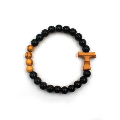 Bracelet double dizainier croix de Tau foncé