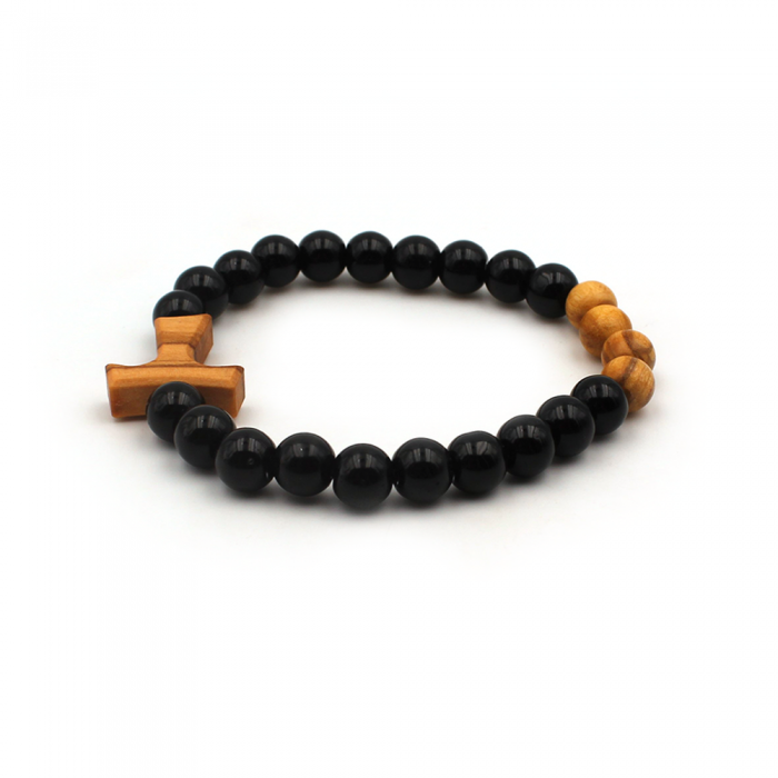 Bracelet double dizainier croix de Tau foncé
