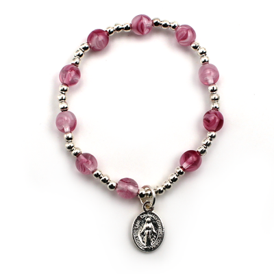 Bracelet dizainier enfant perles roses