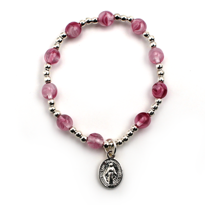 Children's decade bracelet with pink pearls