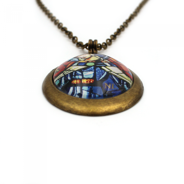 Collier médaillon ovale art déco, Vierge