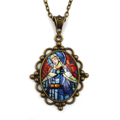 Collier médaillon ovale façon bijou ancien, Vierge