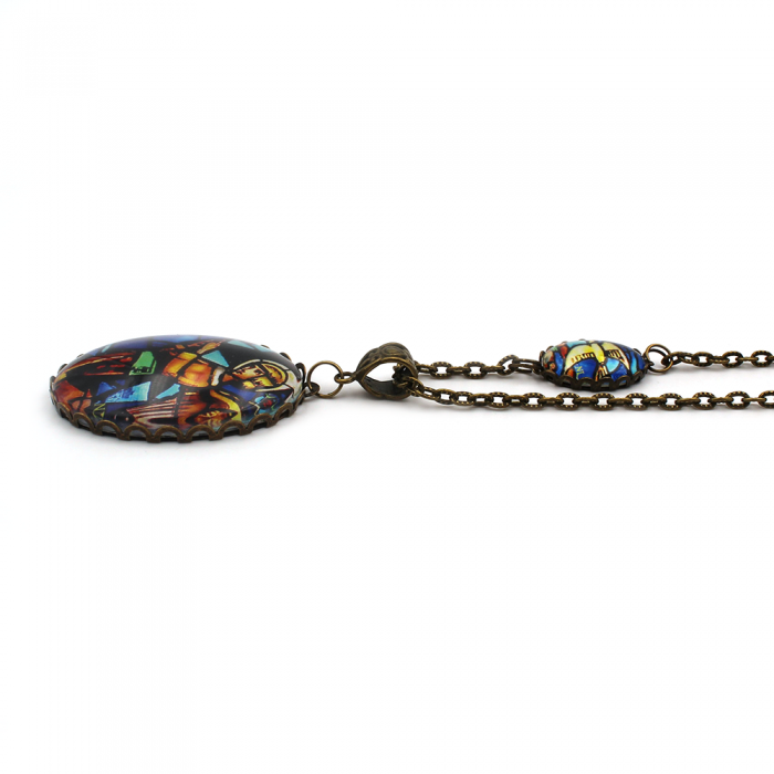 Collier 2 cabochons Ange et Colombe