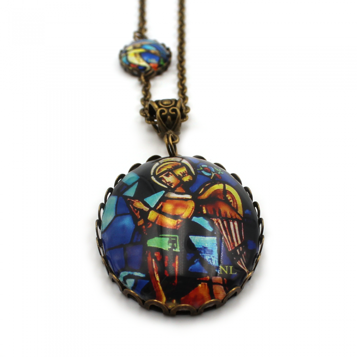Collier 2 cabochons Ange et Colombe