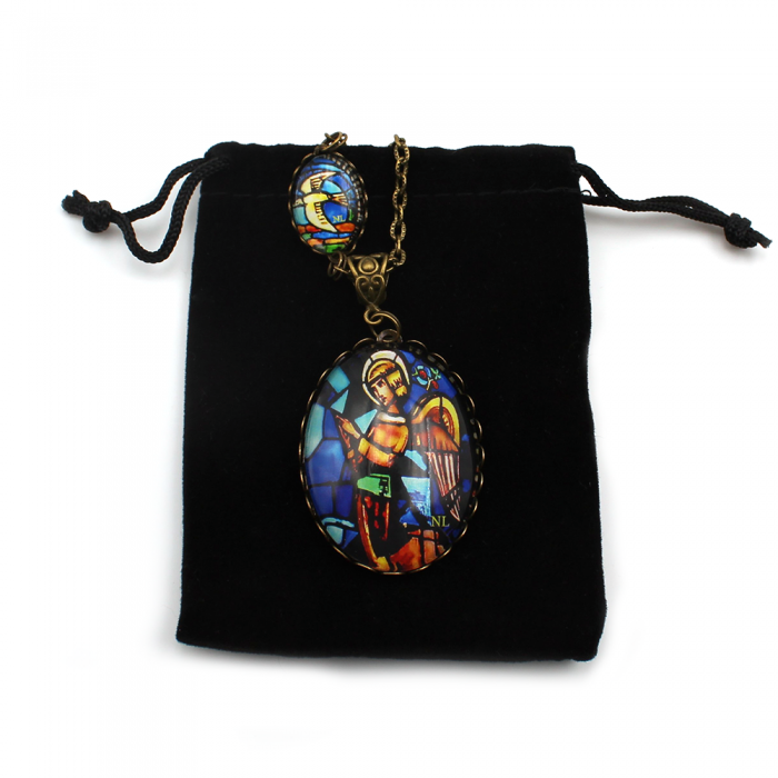 Collier 2 cabochons Ange et Colombe