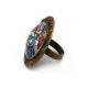 Bague ronde cabochon, contour décor floral, Vierge