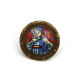 Bague ronde cabochon, contour décor floral, Vierge