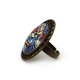 Bague ovale cabochon, contour ajouré, Vierge