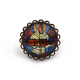 Bague ronde cabochon, contour dentelé, Ange