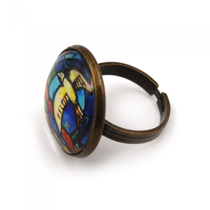 Bague ronde cabochon, Colombe