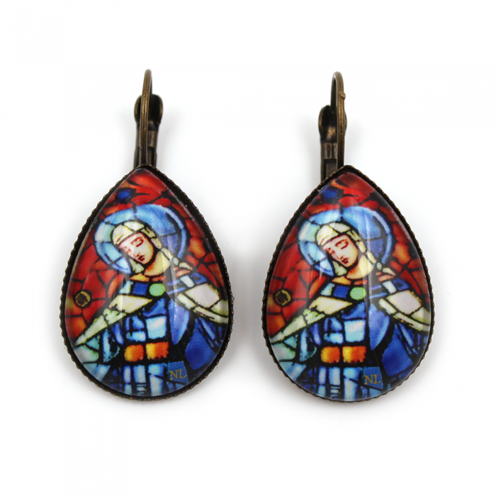 Boucles d'oreilles dormeuses goutte, Vierge