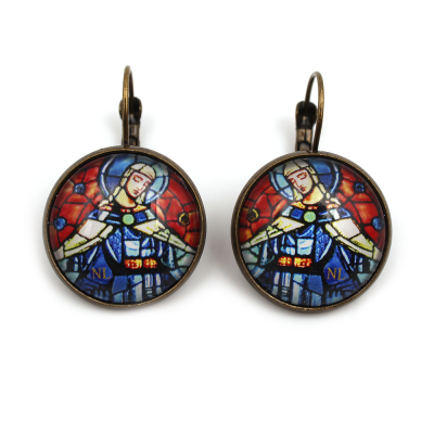 Boucles d'oreilles dormeuses rondes 2cm, Vierge