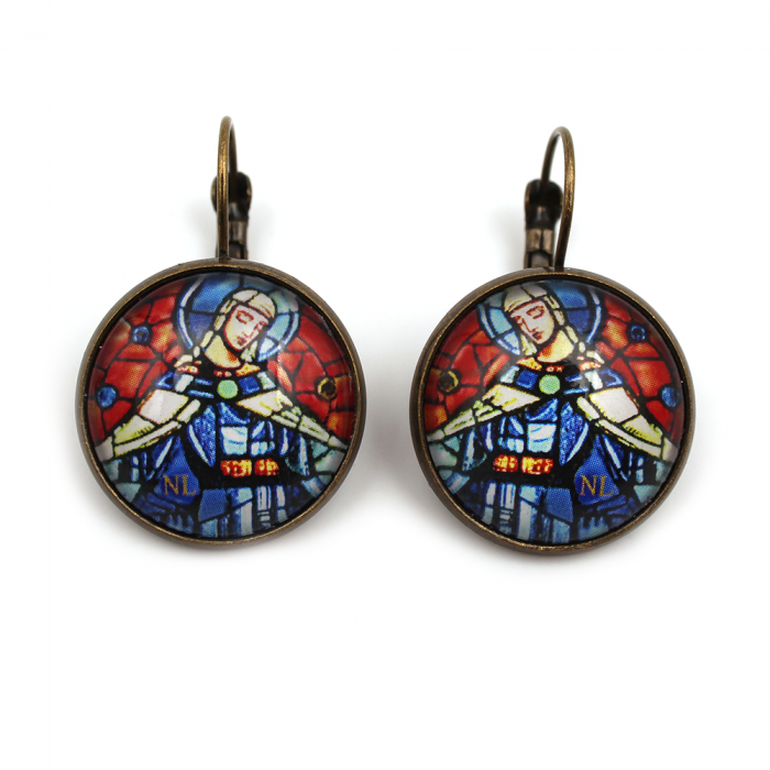 Boucles d'oreilles dormeuses rondes 2cm, Vierge