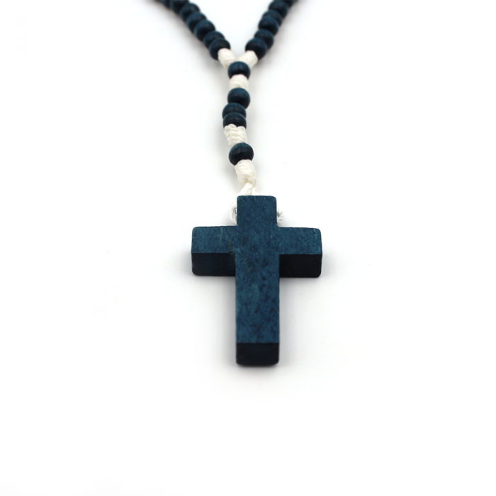 Mini blue tinted wooden rosary