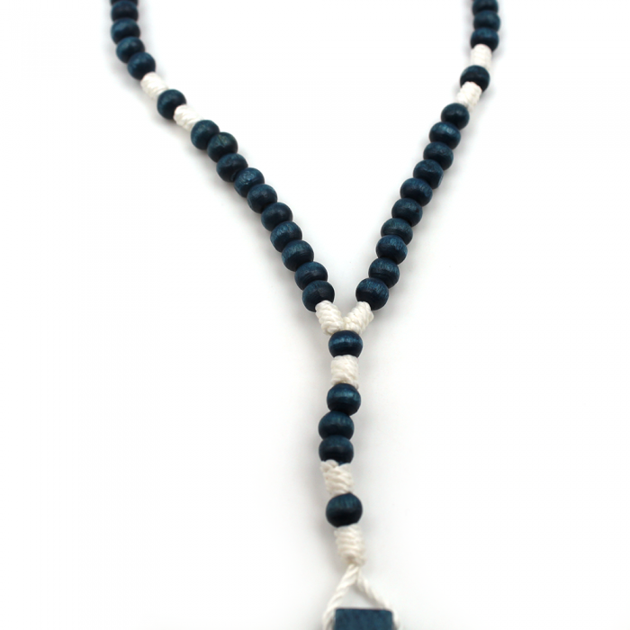 Mini chapelet bois teinté bleu