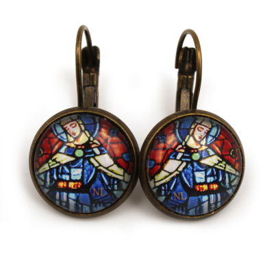 Boucles d'oreilles dormeuses rondes 1.4cm, Vierge