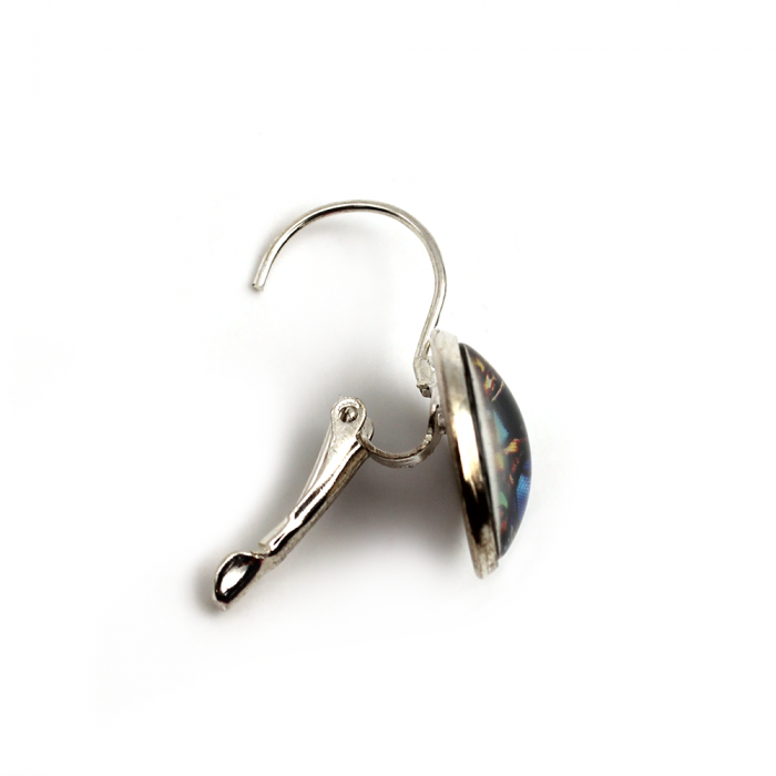 Round lever-back earrings, silver