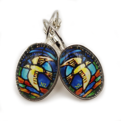 Boucles d'oreilles dormeuses ovales, colombe