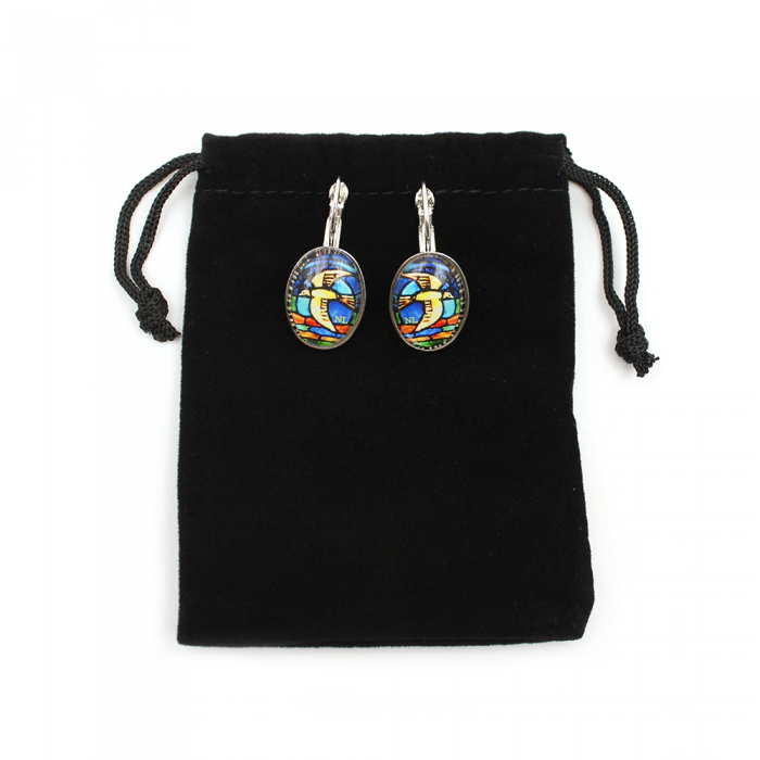Boucles d'oreilles dormeuses ovales, colombe