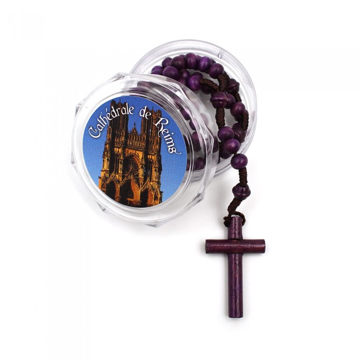 Chapelet bois teinté violet