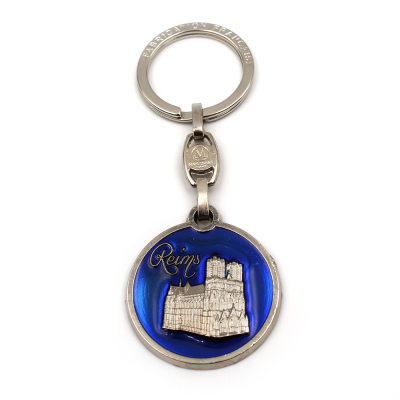 Cathedral and lily flowers key ring