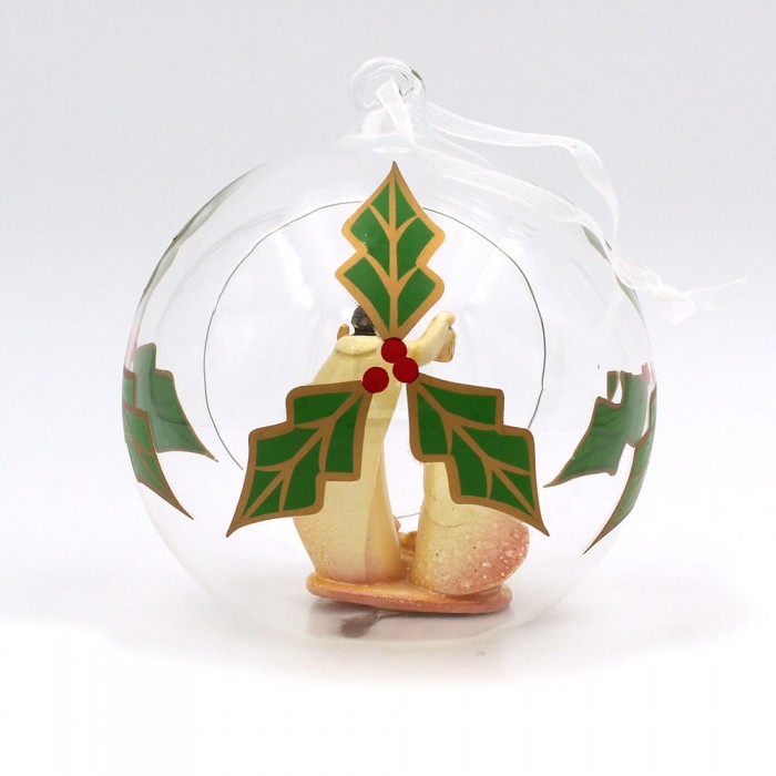 Nativity color in glass ball holly decorations