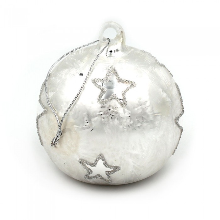 Nativité en verre dans boule verre argent