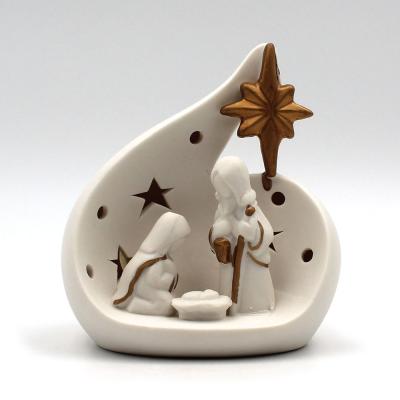 Nativité céramique blanche et or