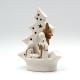 Nativité sapin céramique blanche et or