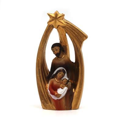 Mini sainte Famille dans arche dorée avec étoile