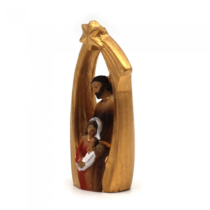 Mini sainte Famille dans arche dorée avec étoile