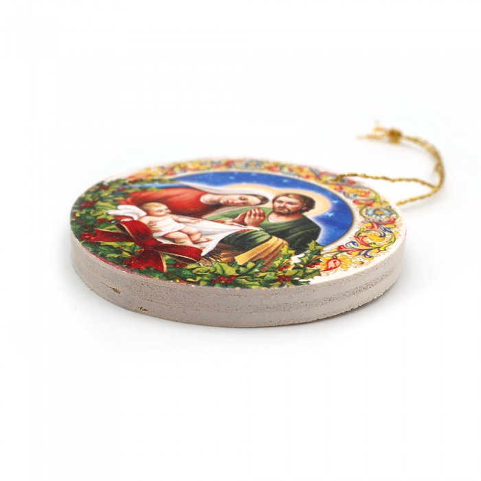 Nativité boule reproduite sur bois
