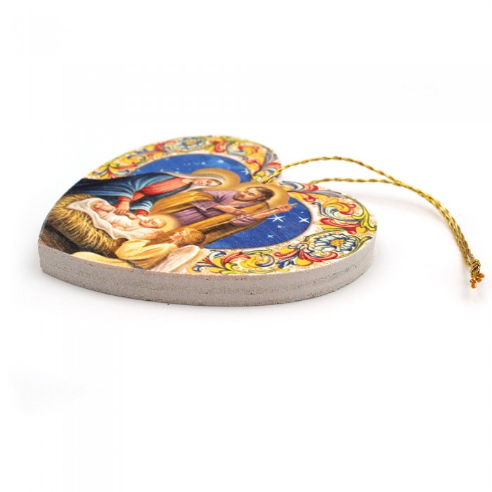 Nativité cœur reproduite sur bois