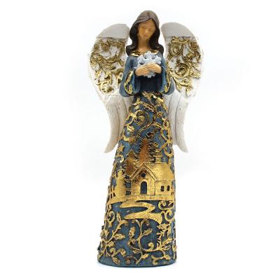 Large blue and white Angel with snowflake