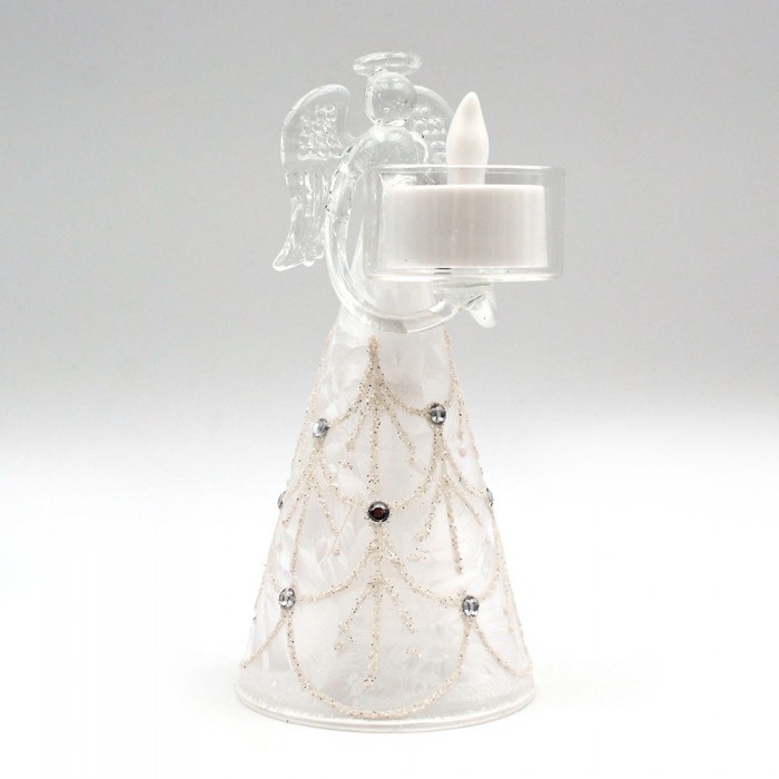 Ange bougeoir en verre