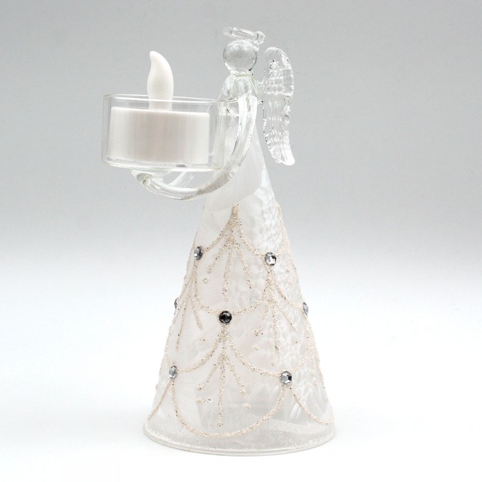 Ange bougeoir en verre