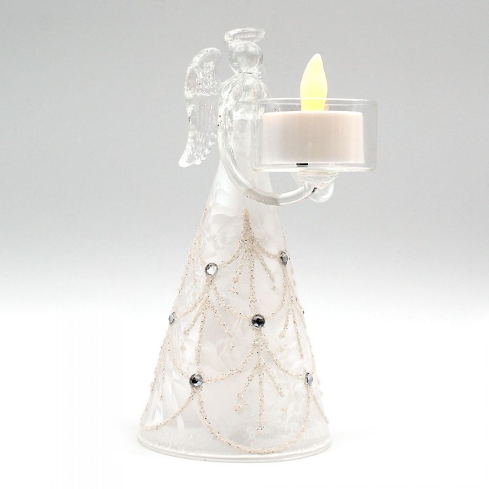 Ange bougeoir en verre