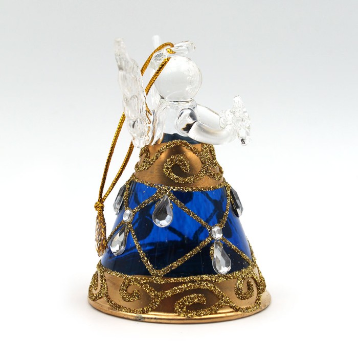 Ange en verre robe bleue et or