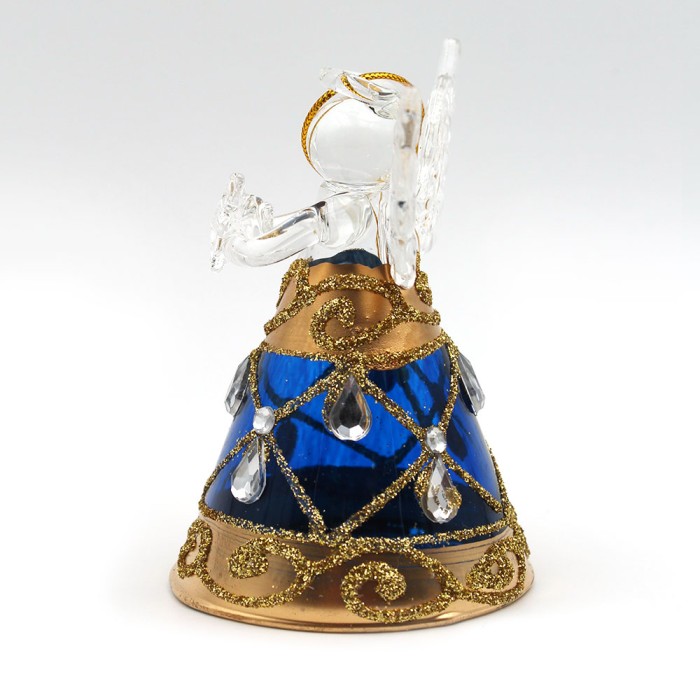 Ange en verre robe bleue et or