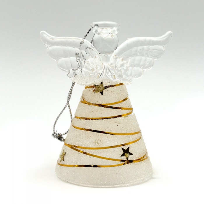 Ange en verre robe fil or