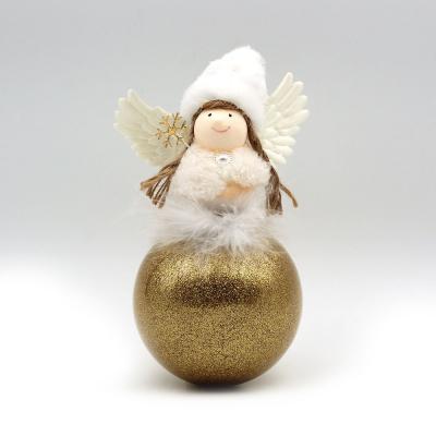 Fabric angel gold glitter ball