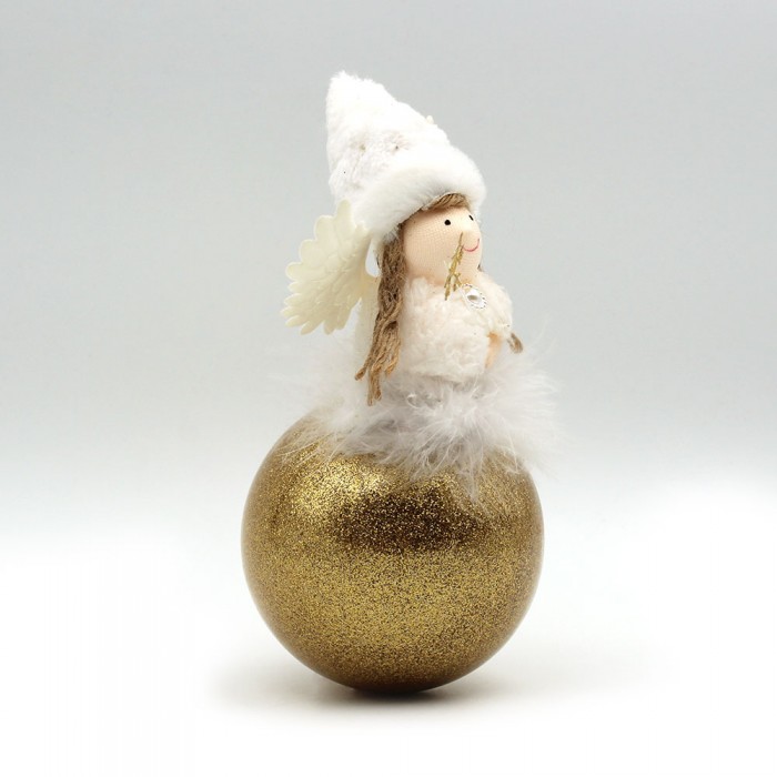 Ange tissu sur boule pailletée or